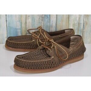 Frye Sully Woven Boat Shoes Men's Size 11.5 Brown Leather